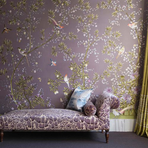 Klassische Tapete - FERN - Fromental - Seide / chinesisches Motiv / handgefertigt