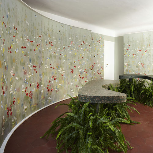 Moderne Tapete - CLEF DES CHAMPS - Fromental - Seide / Blumenmotive / handgefertigt