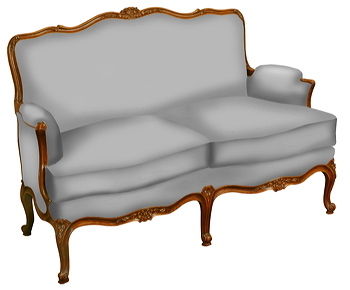 Sofa / Ludwig XIV. - DELAROUX  - grau / Holz / Zweisitzer