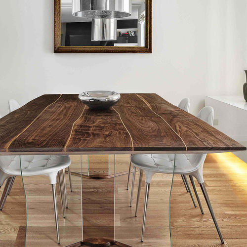 Eiche-Tischplatte - BOLEFORM - Bolefloor - Nussbaum / Ahornholz / Glas