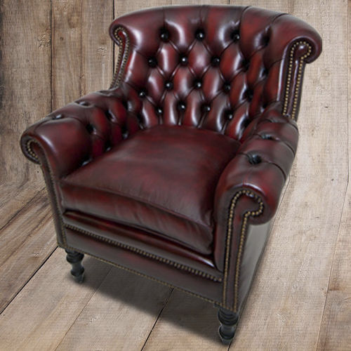 Chesterfield-Clubsessel - Old Wessex - Kingsgate Furniture ltd - Leder / Massivholz / mit abnehmbarem Kissen