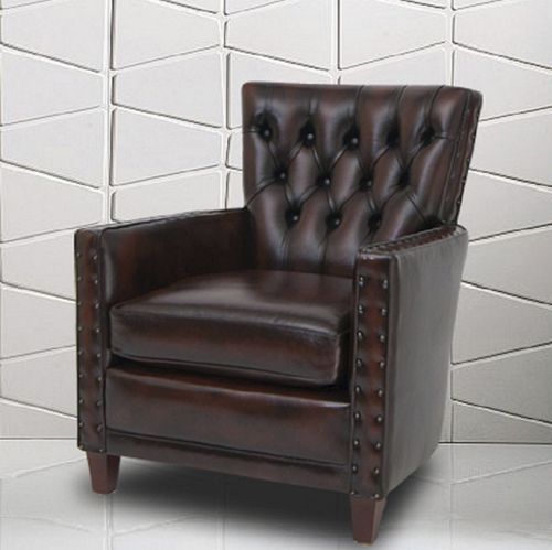 Chesterfield-Clubsessel - Saxon  - Kingsgate Furniture ltd - Leder / Massivholz / mit abnehmbarem Kissen