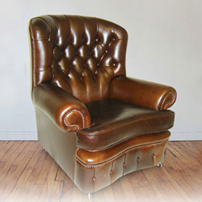 Klassischer Sessel - Brookhouse  - Kingsgate Furniture ltd - Leder / Massivholz / mit hoher Rückenlehne