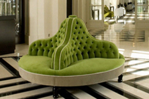 Chesterfield-Polsterbank - Conversation  - Kingsgate Furniture ltd - Stoff / Leder / Massivholz