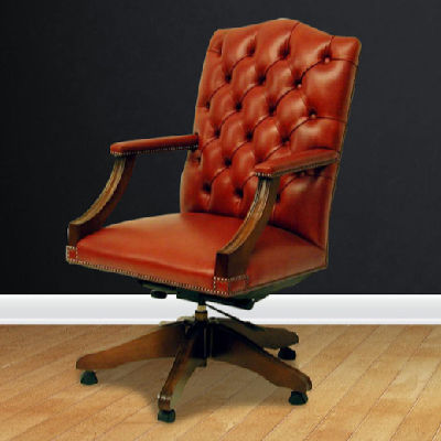 Klassischer Bürosessel - Gainsborough  - Kingsgate Furniture ltd - Leder / Massivholz / höhenverstellbar