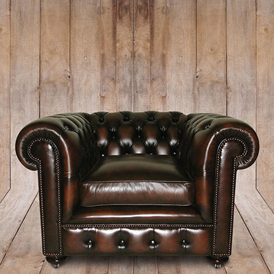 Chesterfield-Sessel - Mulberry  - Kingsgate Furniture ltd - Leder / Massivholz / mit abnehmbarem Kissen