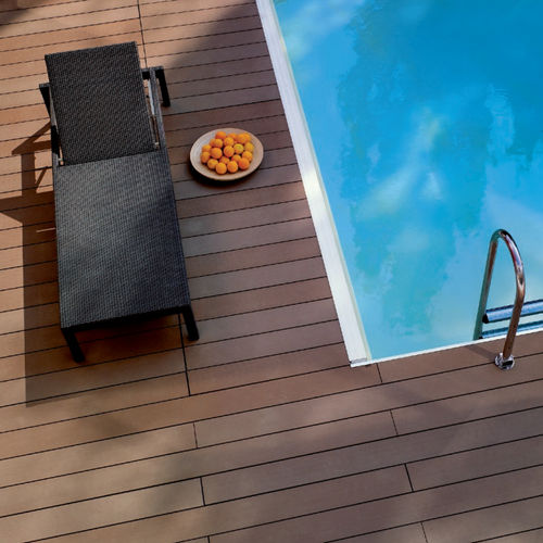 Terrassendiele / Verbundmaterial aus Holz - QUALITA 020C - GEOLAM - Clip-System / wasserfest / Holzoptik
