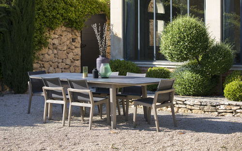 Esstisch / skandinavisches Design - COPENHAGUE - LES JARDINS - Teakholz / HPL / oval