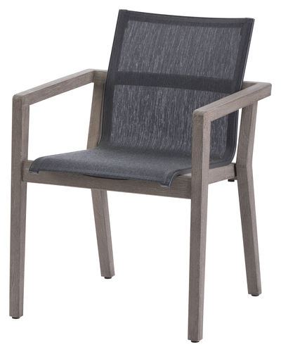 Moderner Sessel - COPENHAGUE - LES JARDINS - Batyline® / Teakholz / mit hoher Rückenlehne
