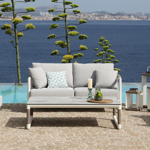 Modernes Sofa - BASTINGAGE - LES JARDINS - für Außenbereich / Acrylgewebe / mit abziehbarem Bezug