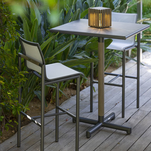 Moderner Stehtisch - BASTINGAGE - LES JARDINS - Keramik / Gestell aus Aluminium / Gestell aus Teakholz