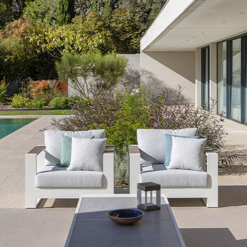 Moderner Clubsessel - RANCHO - LES JARDINS - Stoff / Aluminium / grau