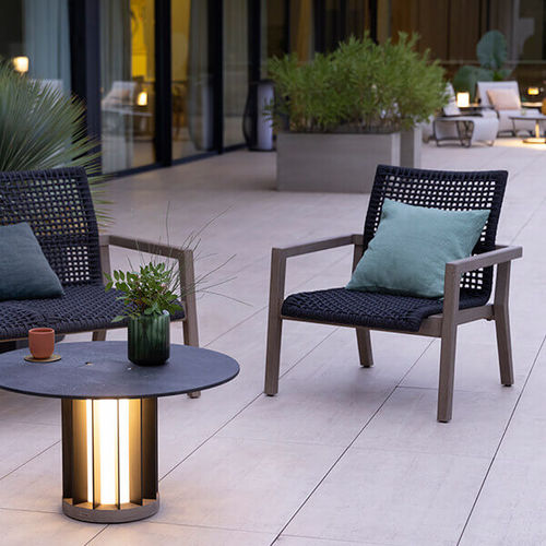 Moderner Sessel - COPENHAGUE - LES JARDINS - Kordel / Teakholz / stapelbar