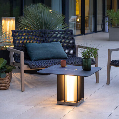 Moderner Couchtisch - SAGAMORE - LES JARDINS - Aluminium / Gestell aus Aluminium / quadratisch