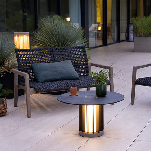 Moderner Couchtisch - TECKALU - LES JARDINS - Milchglas / HPL / Schiefer