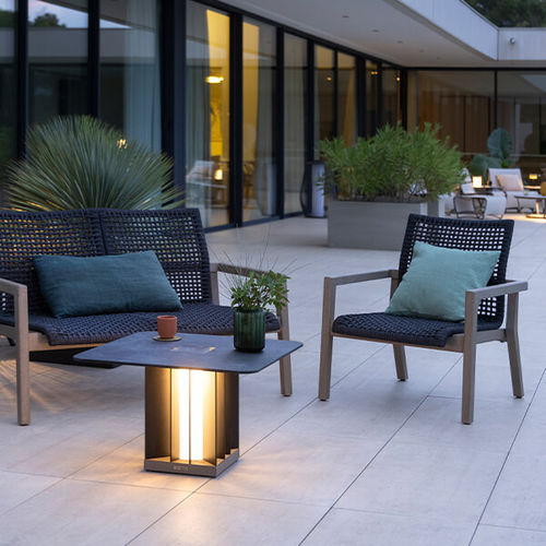 Moderner Couchtisch - TECKALU - LES JARDINS - Milchglas / HPL / Schiefer