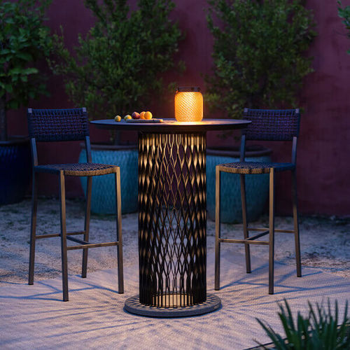 Moderner Stehtisch - CADIX - LES JARDINS - HPL / Gestell aus Aluminium / rund