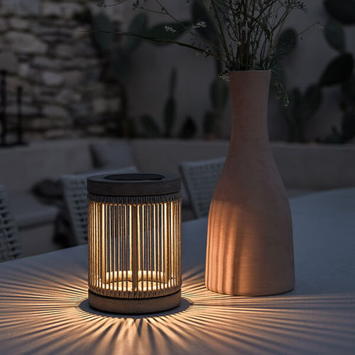 Tischlampe - TECK063 - LES JARDINS - Aluminium / Kordel / Teakholz