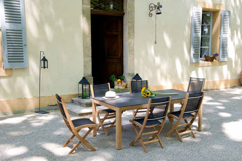 Moderner Tisch - TEKURA - LES JARDINS - Teakholz / Gestell aus Teakholz / rechteckig