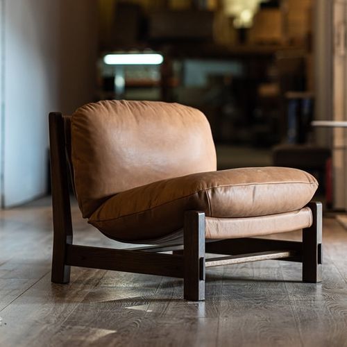 Moderner Kaminsessel - Brazil - PH Collection - Leder / Massivholz / braun