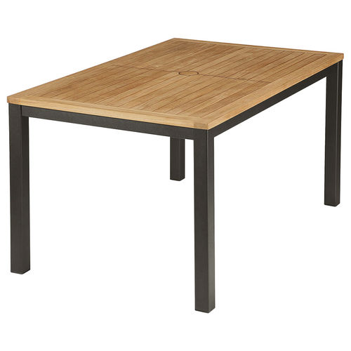 Moderner Esstisch - AURA - Barlow Tyrie - Teakholz / Gestell aus Aluminium / rechteckig
