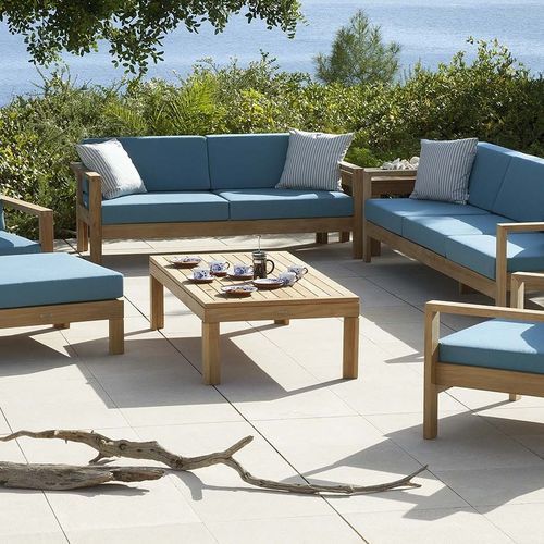 Moderner Couchtisch - Linear  - Barlow Tyrie - Teakholz / Gestell aus Teakholz / quadratisch