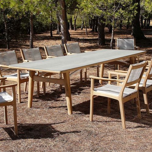 Moderner Esstisch - Monterey  - Barlow Tyrie - Keramik / Gestell aus Teakholz / rechteckig