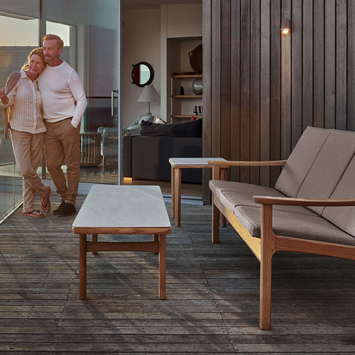 Moderner Couchtisch - Monterey - Barlow Tyrie - Keramik / Gestell aus Teakholz / rechteckig