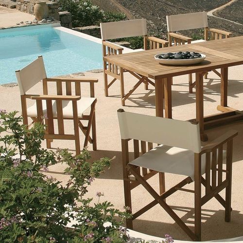 Directoire-Stil-Stuhl - Safari® - Barlow Tyrie - für Außenbereich / Sunbrella® / Gestell aus Teakholz