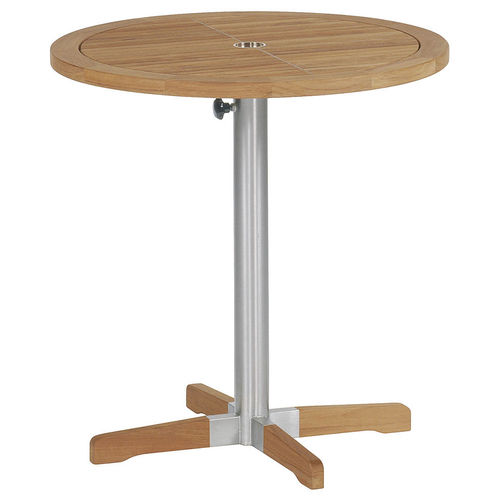 Moderner Bistrotisch - Equinox - Barlow Tyrie - Teakholz / Gestell aus rostfreiem Edelstahl / rund