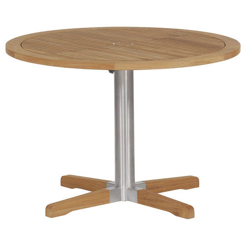 Moderner Bistrotisch - Equinox  - Barlow Tyrie - Teakholz / Gestell aus rostfreiem Edelstahl / rund