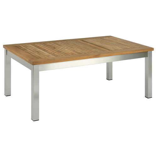 Moderner Couchtisch - Equinox  - Barlow Tyrie - Teakholz / Gestell aus rostfreiem Edelstahl / rechteckig