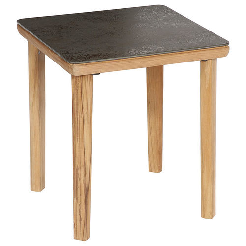 Moderner Beistelltisch - Monterey  - Barlow Tyrie - Keramik / Gestell aus Teakholz / quadratisch