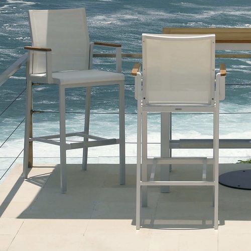 Moderner Barstuhl - Aura Carver - Barlow Tyrie - für Poolrand / Textilene / Gestell aus Aluminium