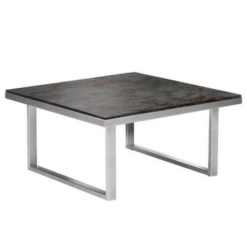 Moderner Couchtisch - Mercury - Barlow Tyrie - Keramik / Gestell aus rostfreiem Edelstahl / quadratisch