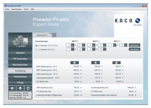 Projektplanungssoftware - POWADOR PV-PILOT  - KACO new energy - für Betonkonstruktion