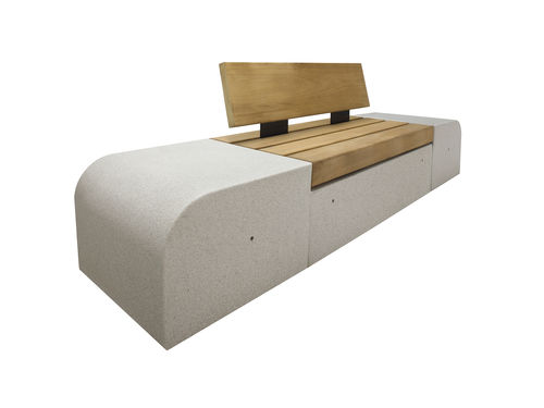 Moderne öffentliche Sitzbank - MONOSCAPE METROLINIA  - Marshalls plc  - Holz / Stein / mit Rückenlehne