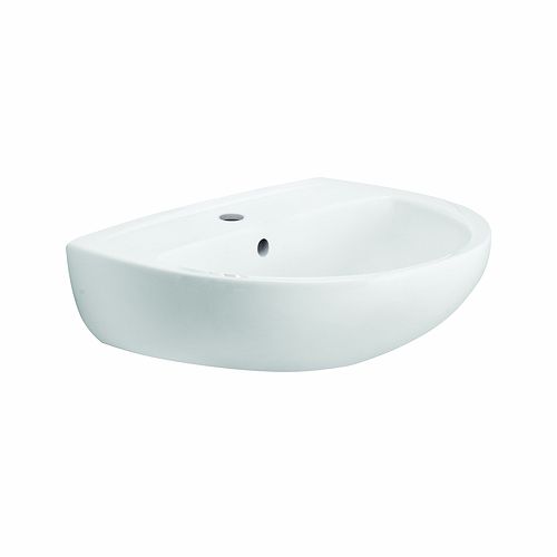 Wand-Waschbecken - OT4241WH - Twyford Bathrooms  - Keramik / D-förmig / 1-Loch