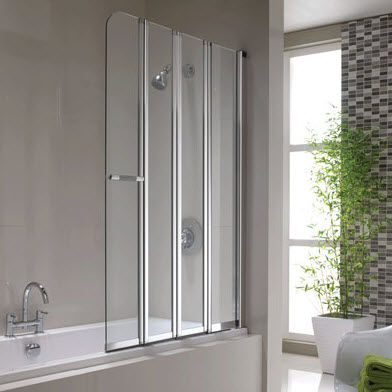 Faltbarer Badewannen-Duschwand - GEO6: G61979CP - Twyford Bathrooms  - Hartglas / eingerahmt