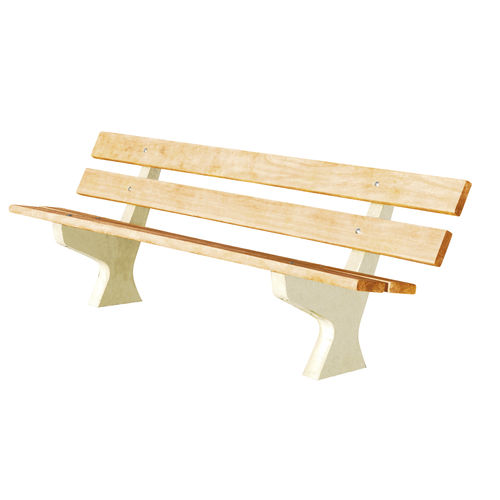 Klassische Bank für den öffentlichen Raum - BN - VelopA - Holz / Beton / mit Rückenlehne