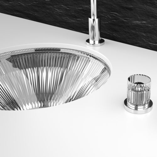 Einbauwaschbecken - TEKNO 40 + LYRIC CLIVIA - GLASS DESIGN Srl - Kristall / rund / Stil