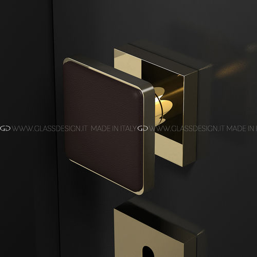 Moderner Türknopf - Leather Home - GLASS DESIGN Srl - Messing / Kristall / Leder
