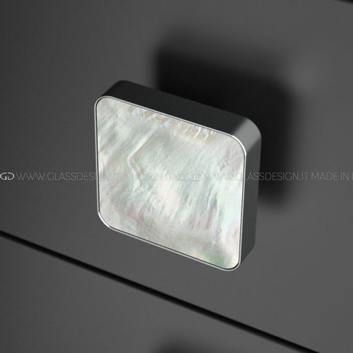 Moderner Möbelknopf - Perla Quadro - GLASS DESIGN Srl - Messing / Perlmutt