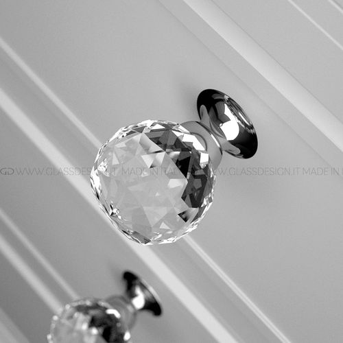 Klassischer Möbelknopf - Geo - GLASS DESIGN Srl - Messing / Kristall
