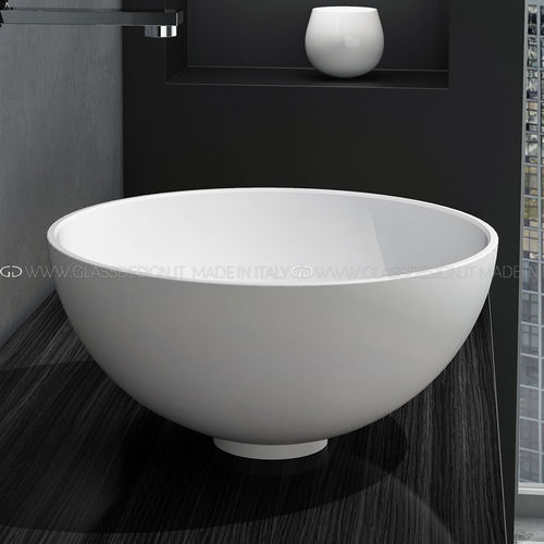 Aufsatzwaschbecken - Cocoon 34 - GLASS DESIGN Srl - VetroFreddo® / mit verstellbarem Spiegel / rund
