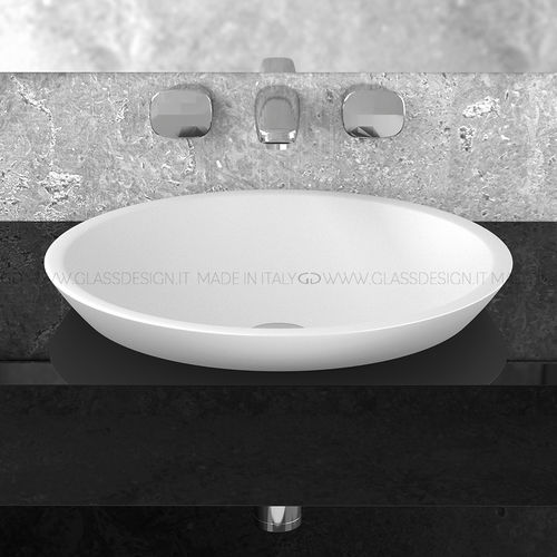 Halbeinbauwaschbecken - Circus 43 FL/50 FL - GLASS DESIGN Srl - VetroFreddo® / rund / ohne Öffnung