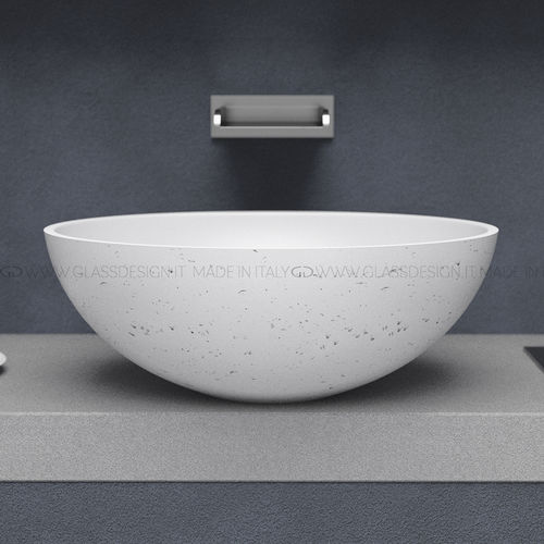 Aufsatzwaschbecken - Oval Travertino - GLASS DESIGN Srl - Teknoform® / oval / ohne Öffnung