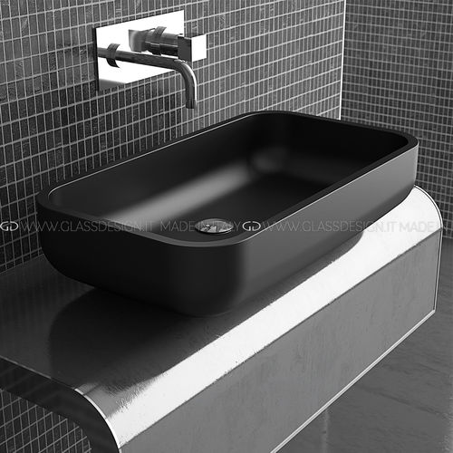 Aufsatzwaschbecken - Play - GLASS DESIGN Srl - VetroFreddo® / rechteckig / ohne Öffnung