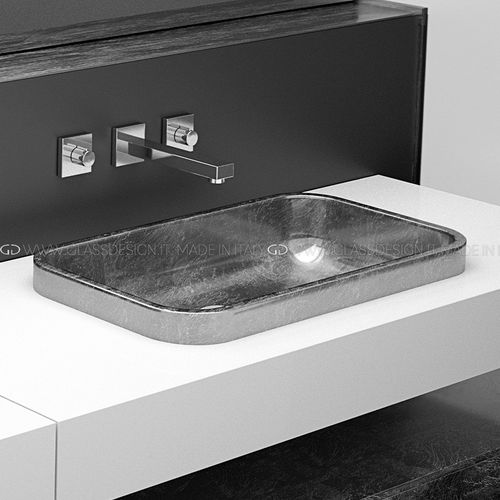 Halbeinbauwaschbecken - Play FL - GLASS DESIGN Srl - VetroFreddo® / rechteckig / ohne Öffnung