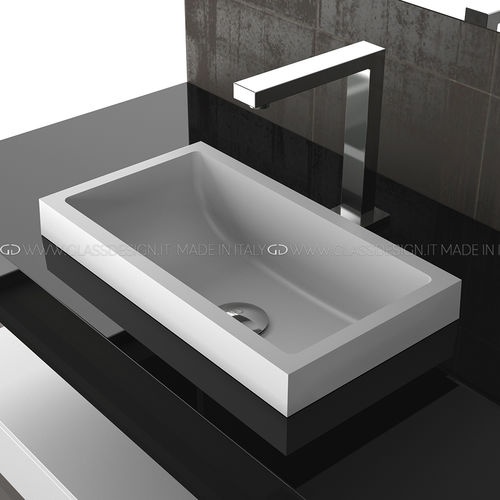 Halbeinbauwaschbecken - Kosta 1 - GLASS DESIGN Srl - VetroFreddo® / rechteckig / ohne Öffnung